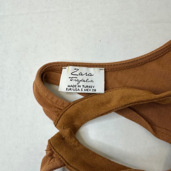 Zara Brown Suede Laser Cut Tank Top size Small - Picture 5 of 8